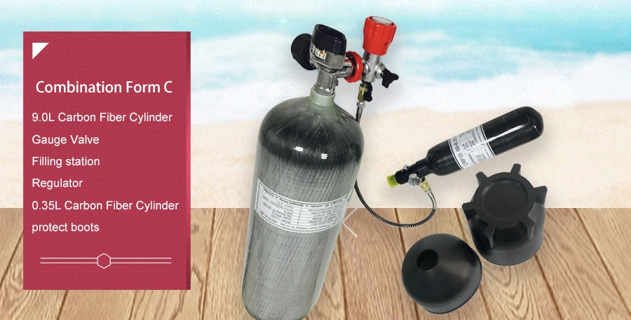 AC1090 Paintabll Tank 9L 30Mpa 4500psi Carbon Fiber SCBA Tank Compressed Air Cylinder for Airforce Condor Drop Shipping Acecare nest fire detector