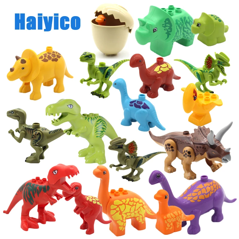 Большой размер, сборные модели животных, строительные блоки, комплекты с динозаврами, кирпичи, совместим с Duplo, Детские Классические игрушки для детей