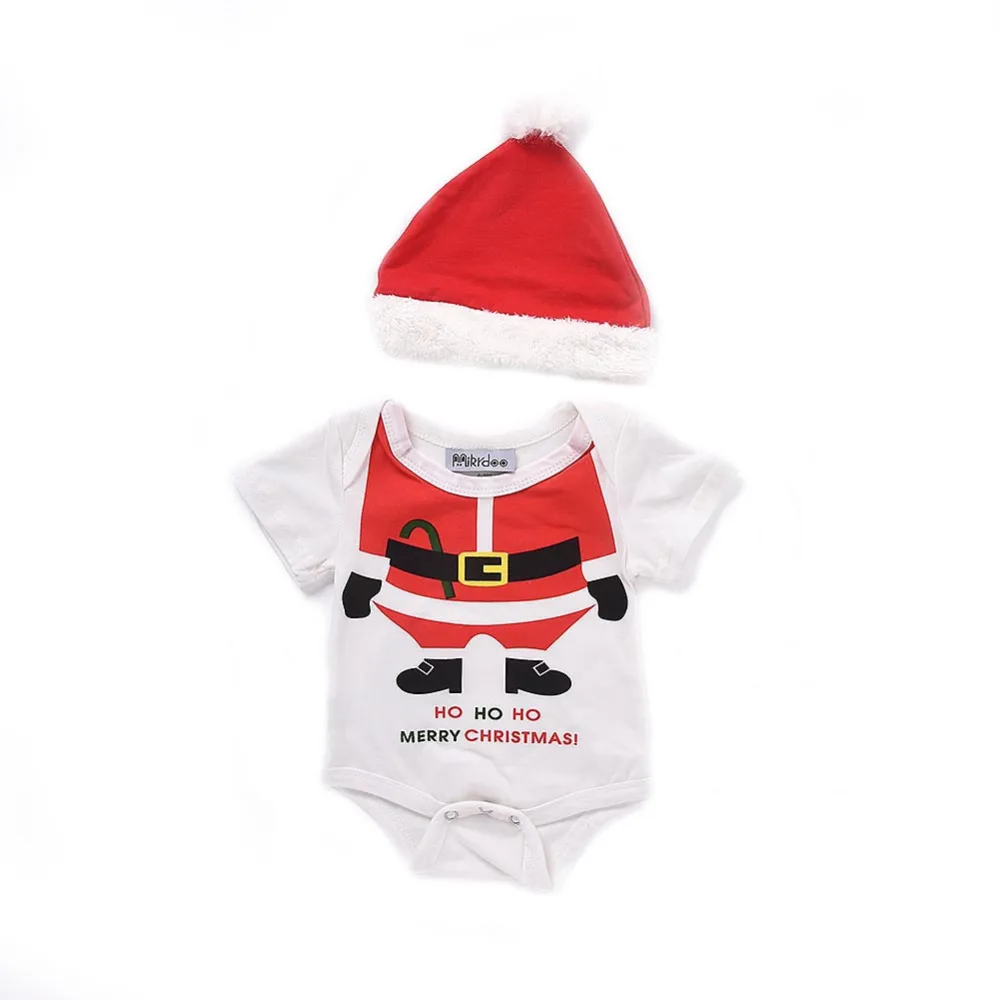 Baby Boys Merry Christmas Romper Outfit Cotton Short Sleeve Santa Claus Romper Sunsuit Clothing Bebe Ropa 70 100cm in Rompers from Mother & Kids on