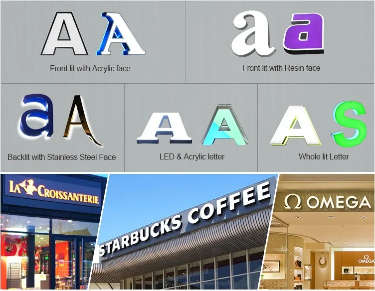 Epóxi de Exibição de Publicidade Publicidade ao ar Oem Personalizado Resina ao ar Livre Frontlit Levou Carta Letreiro Iluminado Letras. 8 Cheap letter led