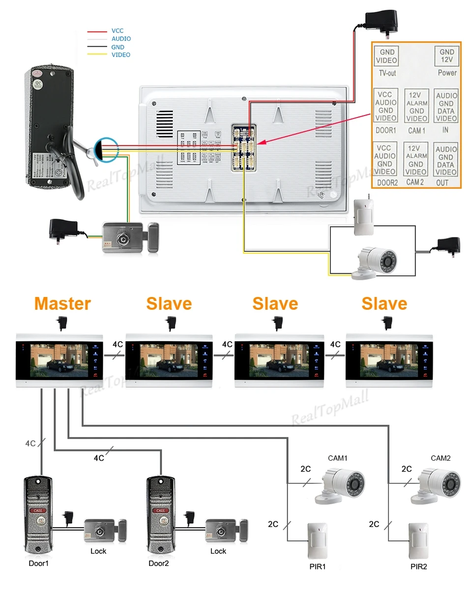 New 7 Inch 1200tvl Dual Way Video Door Phone Doorbell