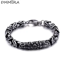 Модные панк скелетные браслеты-цепочки, нержавеющая сталь, Ретро стиль, серебряный черный череп, безопасный узор, браслеты, ювелирные изделия для мужчин, подарок