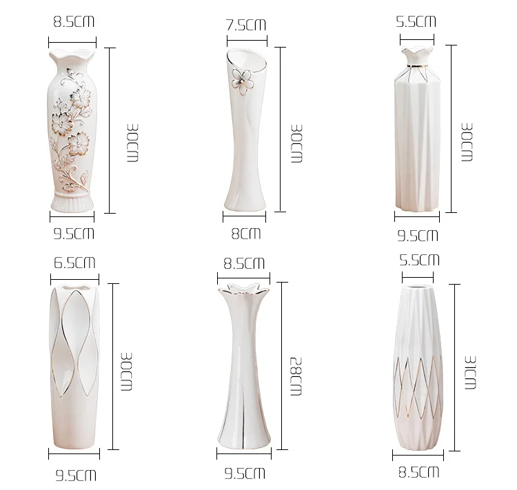 30cm Porcelain Vase Handmade Handicrafts Fashion Ceramic Tabletop Flower Vase Study Hallway Home Wedding Decoration 5