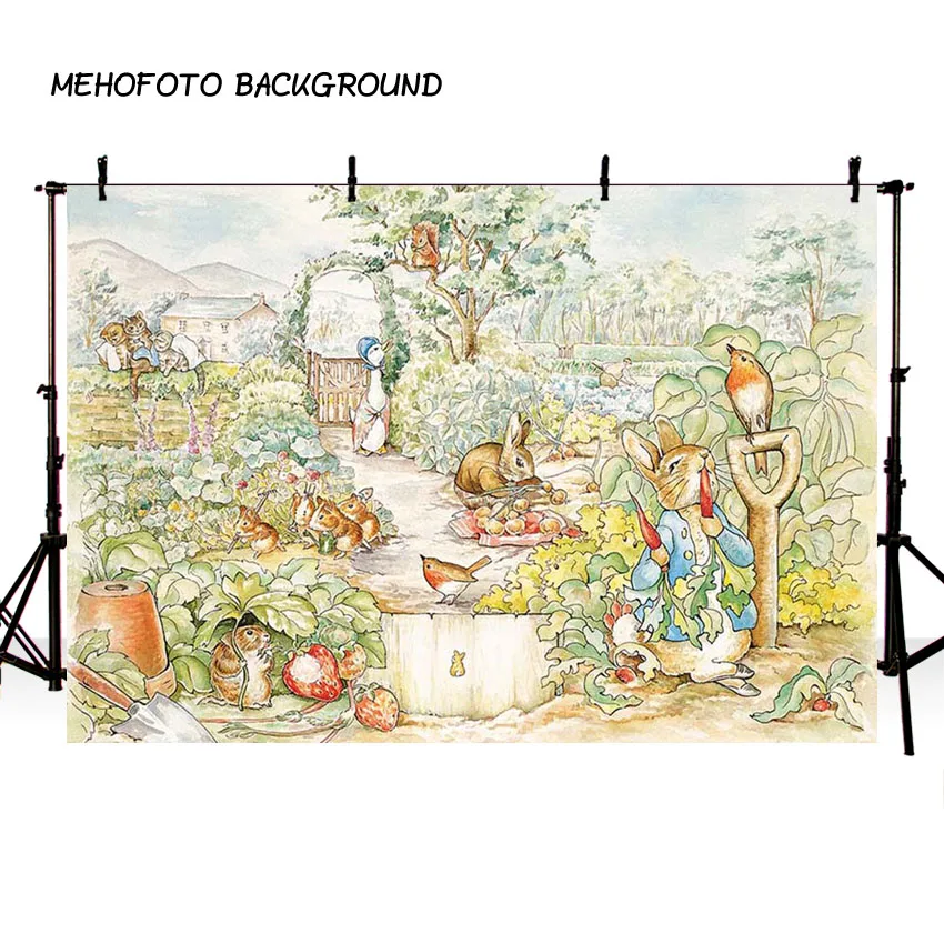 

MEHOFOTO Photography Backdrop Studio Peter Rabbit Theme Party Photo Background Custom Birthday Backdrop for Baby Photocall