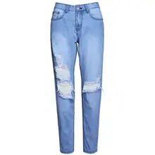 Новые смягчающие карманы Лоскутные Низкие Модные Джинсы бойфренда для женщин отверстие винтажные джинсовые брюки для девочек Специальное предложение