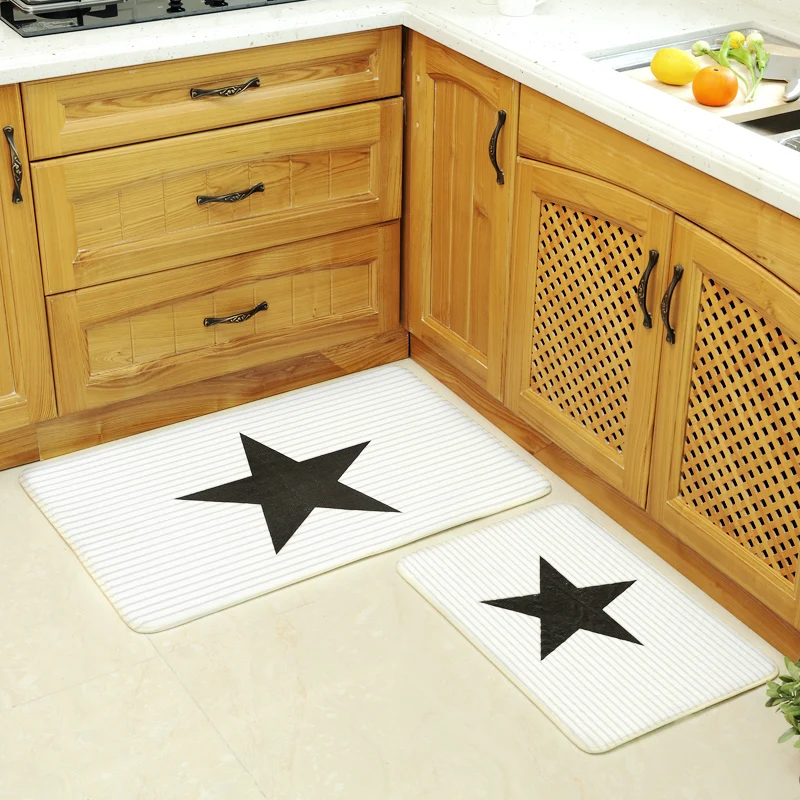 

PAYSOTA Korean Style Kitchen Carpet Black White Mat Door Mat Slip-resistant Rug