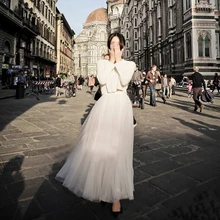 Женские эластичные Высокая талия тюль юбка в сеточку длинные плиссированная юбка-пачка женский Jupe Longue сезон: весна-лето Винтаж юбки для женщин