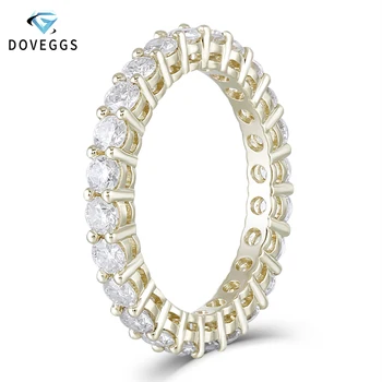 

DovEggs Classic 10K Yellow Gold 2.5mm Moissanite Eternity Wedding Band for Women Gift Ladies Stackable Gold Wedding Ring