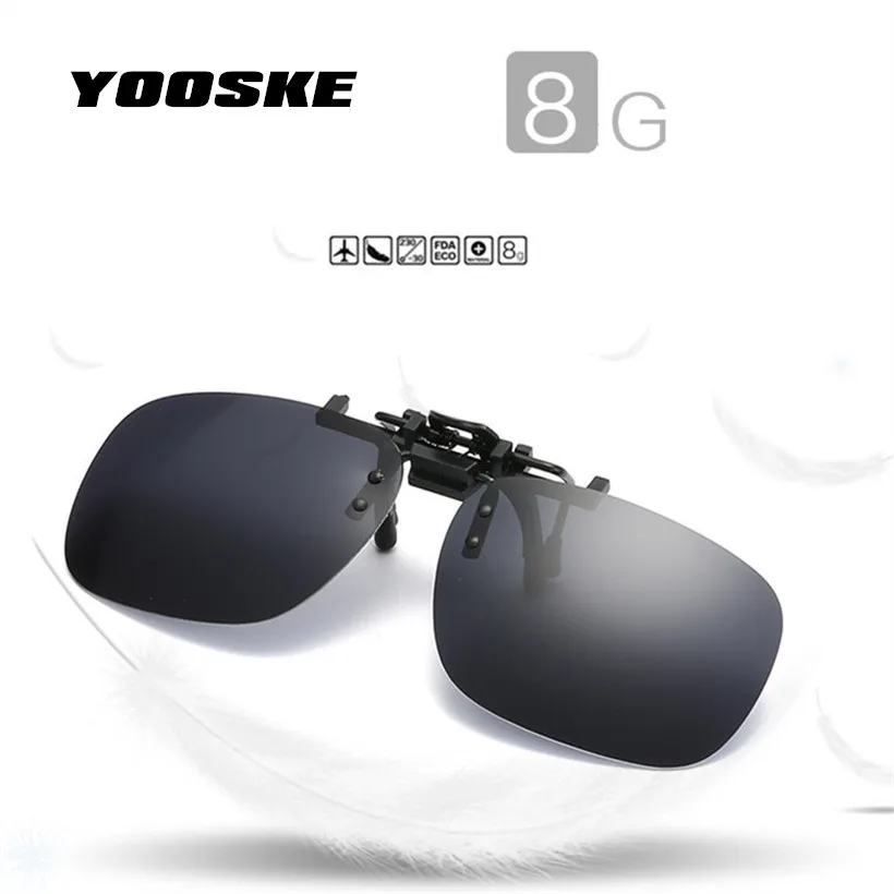 

YOOSKE Classic Flip Up Polarized Sunglasses Clip Myopia Glasses Men Women Driving Day Night Vision Goggles Sun Glasses Plus size