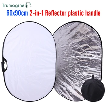 

TRUMAGINE 60x90CM 2 In 1light Reflector Portable Collapsible Camera Light Oval Flash Reflector for Photography Studio With Handl
