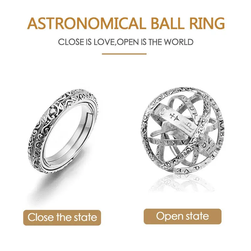 Astronomical Sphere Ball Ring Cosmic Finger Ring Couple Lover Jewelry Gifts love