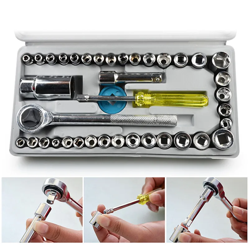 Hand tool sets car hardware maintenance tool set socket 2016 new 40pcs/ set household emergency repair tools box