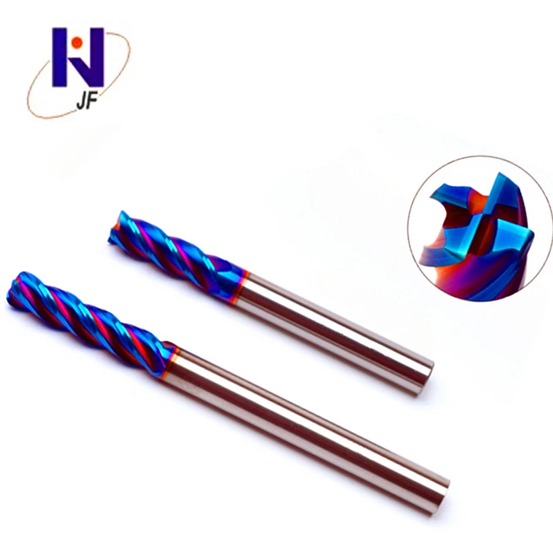 HRC60 GEEFUN GEK Carbide End Mill 4F Milling cutter Alloy Tungsten Steel tool BlueNaCo Coated CNC maching end mill