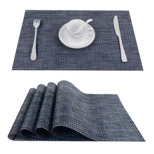 Set of 4 PVC Cross weave Placemats for Dining Table Runner Linens place mat in Kitchen Accessories Cup Wine mat coaster pad