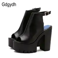 Gdgydh ホット販売ヨーロッパの女性の夏の靴バックストラップシューズハイヒールサンダルプラットフォームカジュアルシューズパーティー 2019 新ブラックサイズ 42