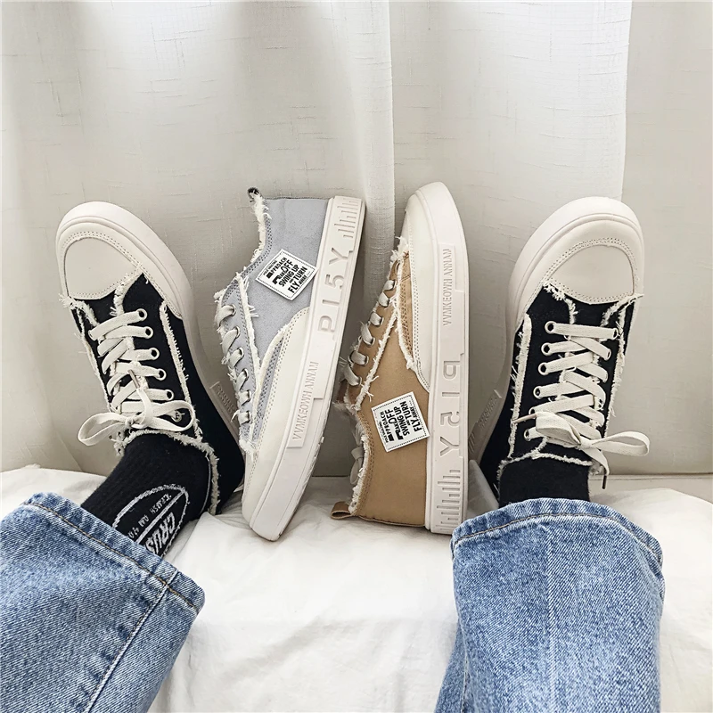 Summer New Korean Style Designer Mens Sneakers Fashion Low-top Old Craft Lace Canvas Men Shoes