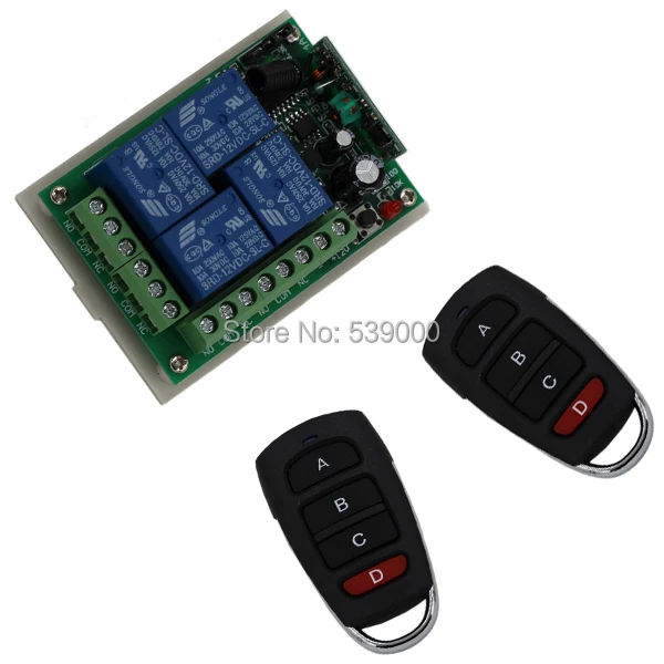 Receiver DC 12V 4CH 200M Wireless Remote Control Relay Switch 2 Transceiver