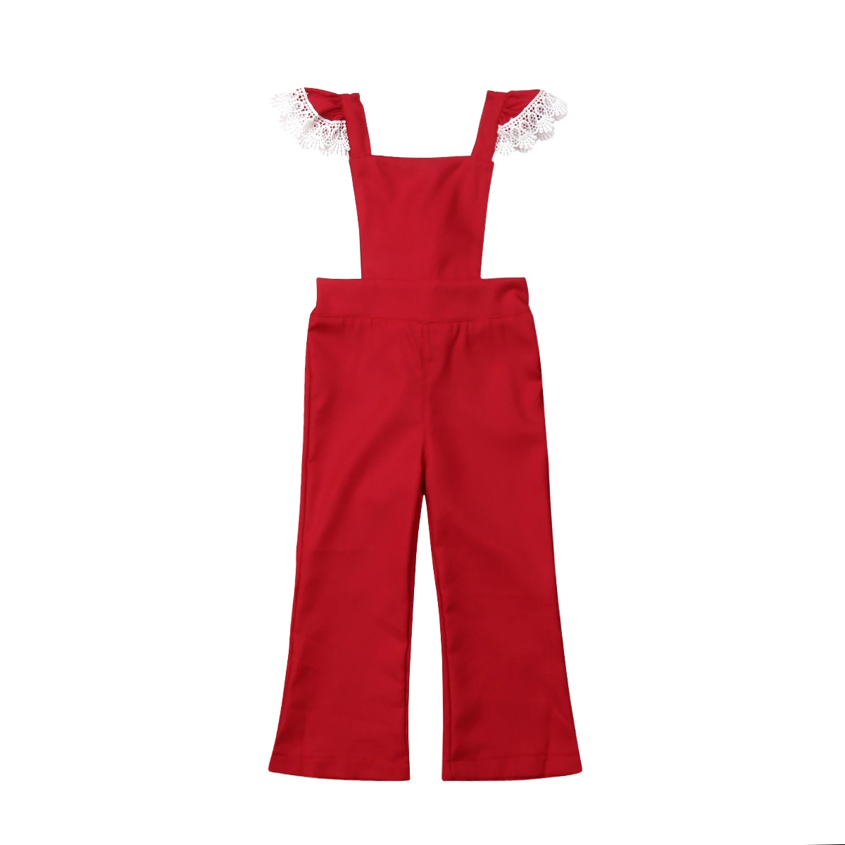 

Toddler Kids Baby Girl Bib Pants Jumpsuit Lace Ruffle Sleeve Backless Romper Baby Girls Summer Clothes 2-7 Y