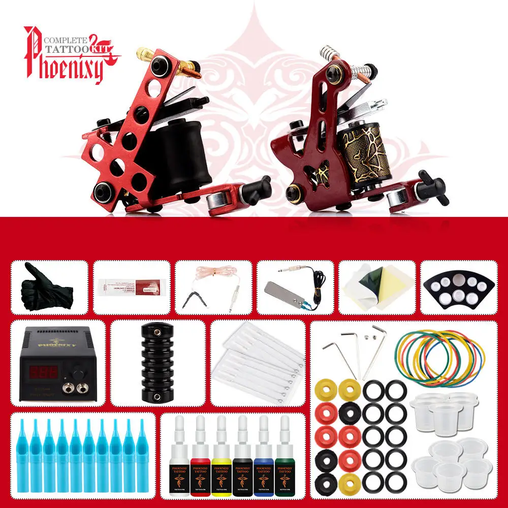 

Tattoo Machine Set Complete Tattoo Kit 6PC Immortal Tattoo Inks Power Supply Body Art Permanent Makeup Set Tattoo Accessories