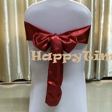 200 шт/партия темно-красные свадебные украшения атласный стул с обивкой пояса для банкета лента на стул, свадебные ресницы для стула