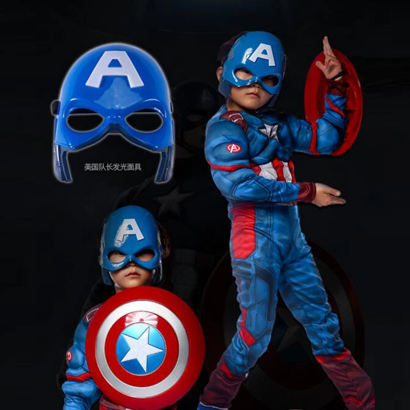 Костюм супергероя для детей с мышцами, костюм Капитана Америки, Детский карнавальный костюм супергероя, костюмы на Хэллоуин для детей, для мальчиков и девочек