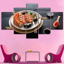 Холст настенные художественные картины гостиной домашний Декор Рамка 5 шт. знаменитая кухня вкусные суши Картина модульная HD печать плакат