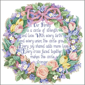 

love's Garland flowers pattern DIY cross stitch,Needlework,Embroidery 14CT Counted White canvas Cross-Stitching home decor craft