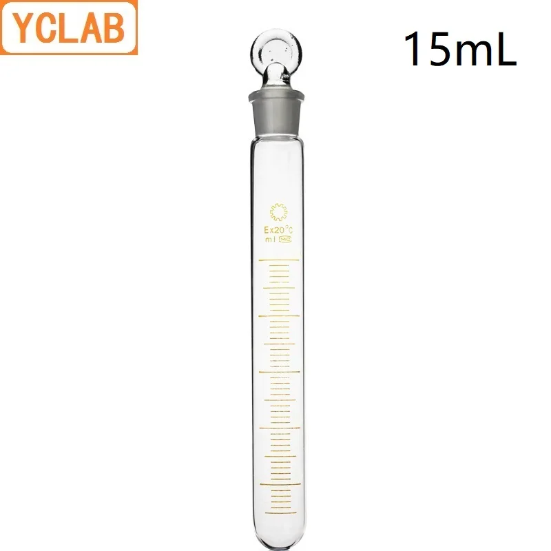 YCLAB 15 мл стеклянная пробирка с выпускным и стеклянным стоппером высокая температура кислотная щелочь сопротивление лабораторное оборудование