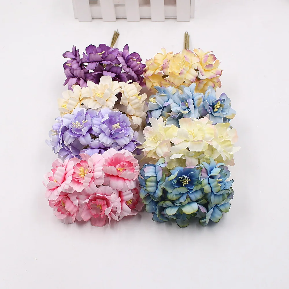 

12pcs Mini Artificial Peony Flower Silk Sakura DIY Wedding Decoration Wreath Scrapbook Flower Flower Decoration Craft Flower