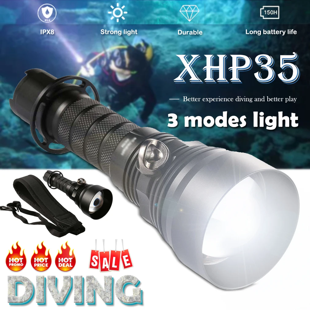 1000 м подводный водонепроницаемый 2300LM 30 Вт светодиодный фонарик для дайвинга водонепроницаемый фонарик