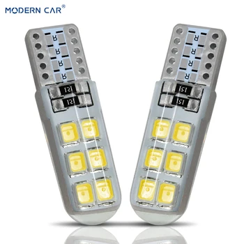 

MODERN CAR Silica gel T10 100Pcs Car LED Signal Lamp Bulb Error Free Canbus License Plate Light 2835 6 Leds Chips Trunk Lighting