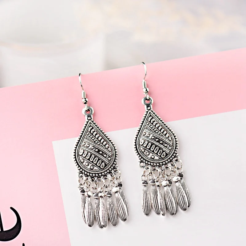 Модные Этнические женские серьги Jhumka Jhumki винтажные серебряные с кисточками