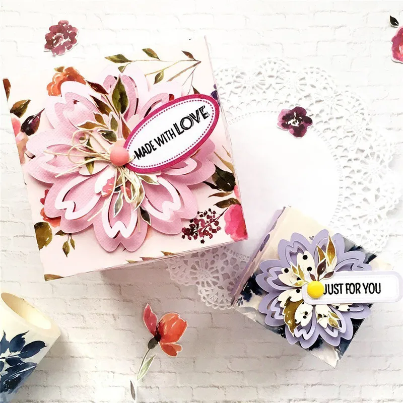 

YaMinSanNiO Gift Box Metal Cutting Dies for Scrapbooking Die Cuts for Card Making New Fustelle Craft Dies Stitch Troqueles