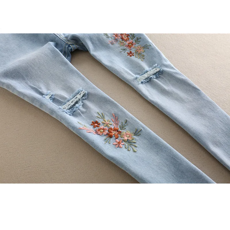 Light Blue Maternity Jeans Ripped Hole Pencil Pregnancy Trousers Clothes for Pregnant Women Embroidery Flower Denim Pants B0299 Light Blue Maternity Jeans Ripped Hole Pencil Pregnancy Trousers Clothes for Pregnant Women Embroidery Flower Denim Pants B0299