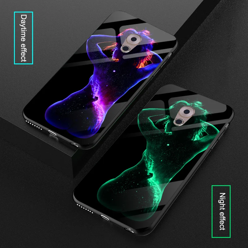 

Luminous Sexy Body Art Glass Cases For Meizu M6s mblu S6 Space Back Cover Coque Case For Meizu V8 Glow Case