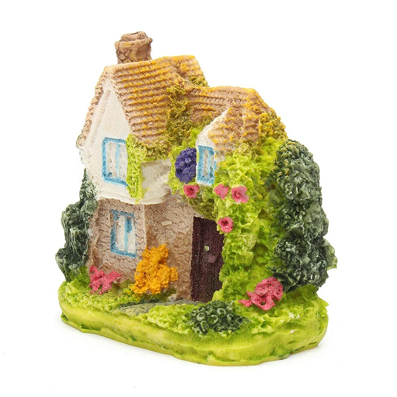 JX-LCLYL Resin Fairy Garden Miniature Thatches House Landscape Ornament Figurine Decor