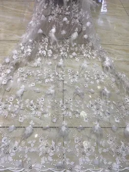 

Soft material Good looking with feather ZH-155 french net lace fabric pretty Tulle net lace fabric