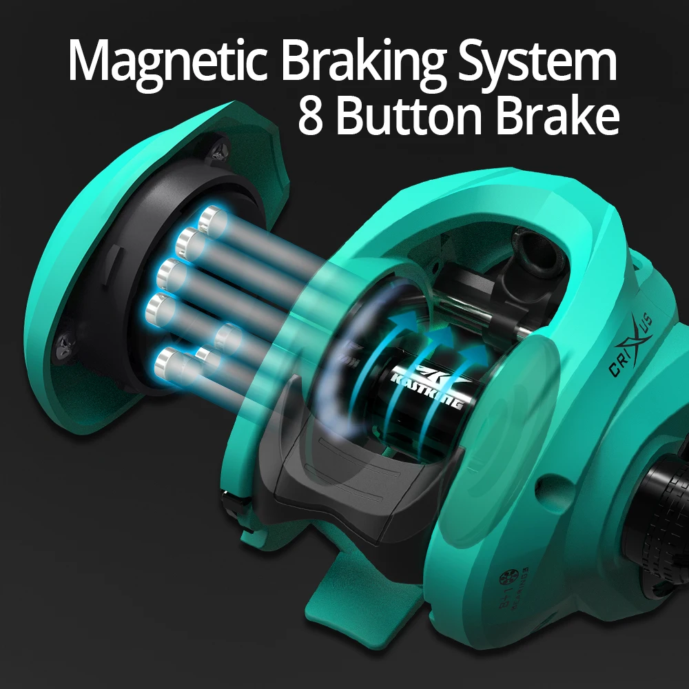 KastKing 2019 nuevo Crixus Super Light Baitcasting carrete de pesca sistema de freno Dual de agua dulce 8 KG arrastre carrete de pesca