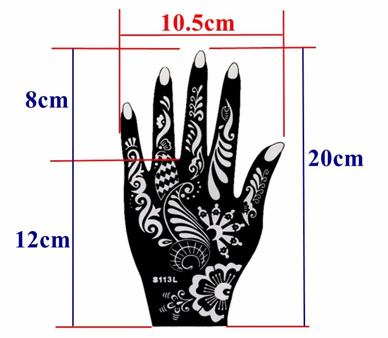 1 шт большие трафареты для татуировок хной для ручной краски тела, цветок Аэрограф Для блесток Менди индийская хна татуировки шаблоны для окрашивания тела