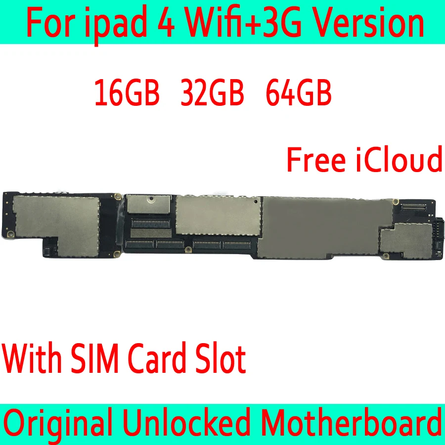 Для iPad 4 материнская плата Wifi + 3G версия оригинальная разблокированная для Ipad со