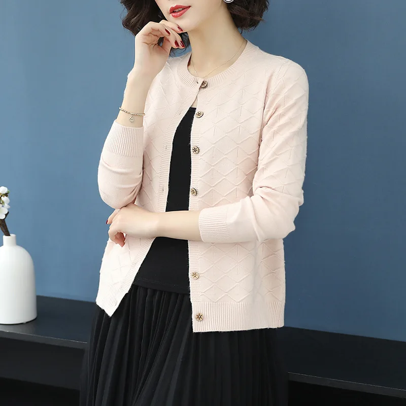 

Женский однобортный трикотажный кардиган, свободный свитер с длинным рукавом, модель H9358, весна-осень