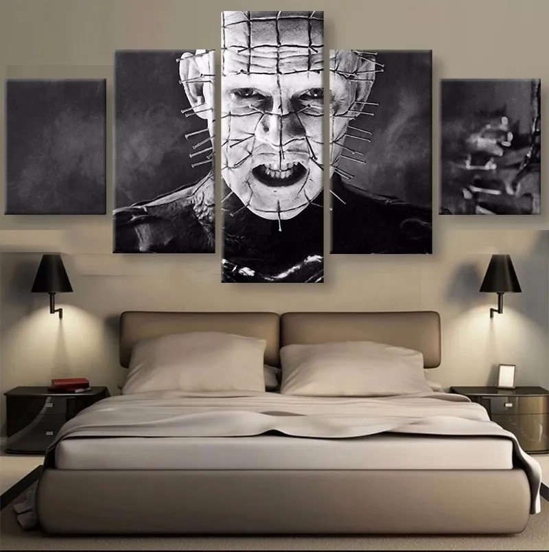 5 panels printed canvas painting horror movie Hellraiser canvas print art home decor wall art
