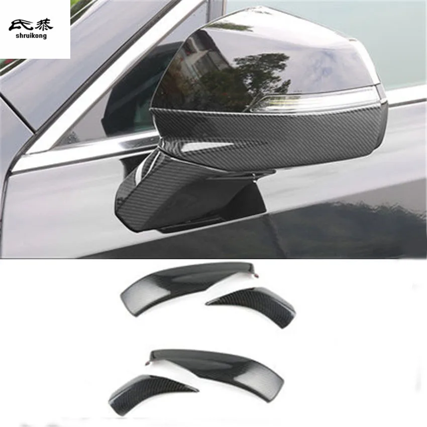 

4pcs/Lot Car Sticker ABS Carbon Finber Grain Rear view Mirror Decoration Cover For 2018 Cadillac XT4 Car Accessories