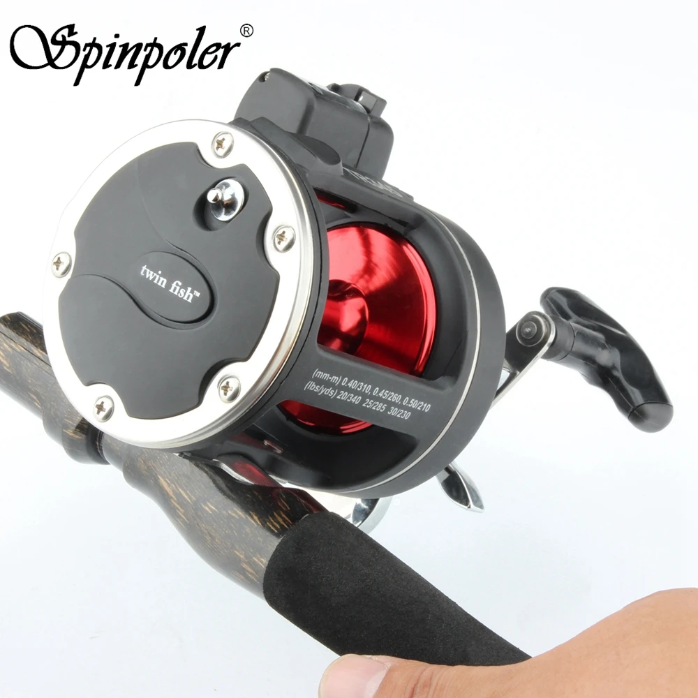 Рыболовная катушка Spinpoler TR345 со счетчиком лески для заброса приманки морской