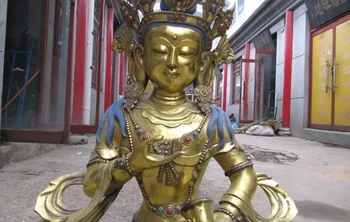 

30"Nepal Folk temple Bronze Gild Vajradhara Guan Yin Bodhisattva Buddha Statue