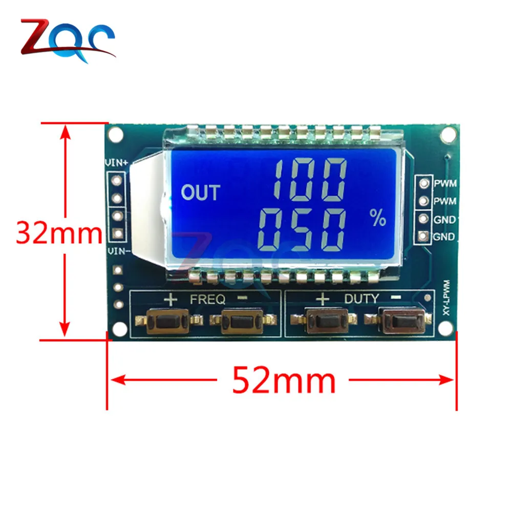 Signal Generator PWM Pulse Frequency Duty Cycle Adjustable Module LCD Display 1Hz-150Khz 3.3V-30V PWM Board Module 2