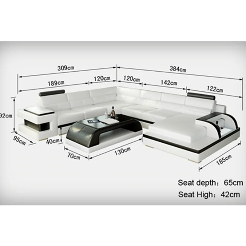 3+2+1 Elegant Living Room Furniture Leather Sofa Set