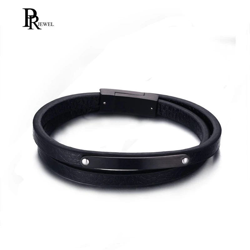 

Stainless Steel Multilayer Wrap Braided Handmade Wristband Microfiber Leather Bracelets for Men