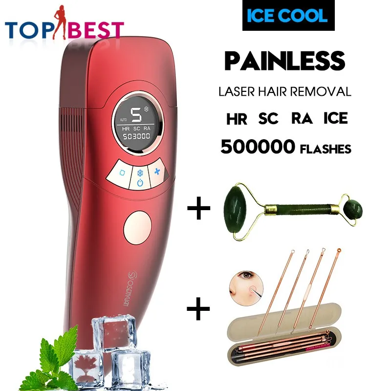 

4in1 ICE Cool Female Electric IPL Epilator Permanent Hair Removal 500000 Flash for Home Bikini Trimmer Laser Epilator Machine
