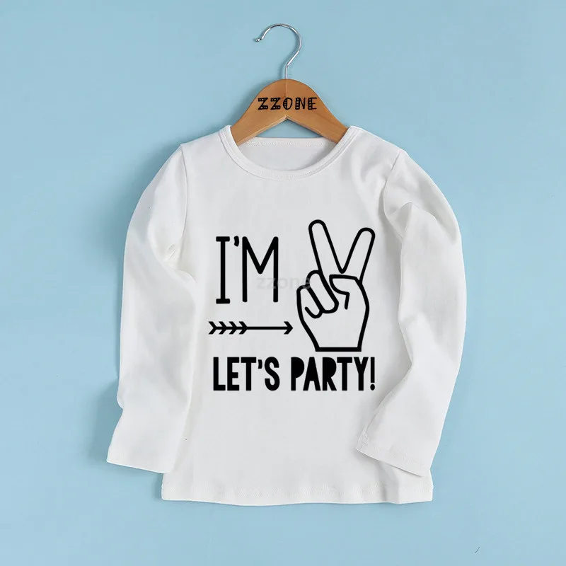 

I'm 1/2/3/4/5 Let's Party Print Kids Funny T shirt Baby Happy Birthday Gift Clothes Boys and Girls Long Sleeve T-shirt,LKP5214